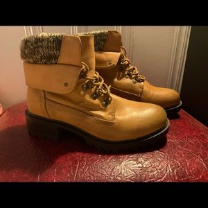 Never worn- Faux Leather Sweater trim boots TORRID